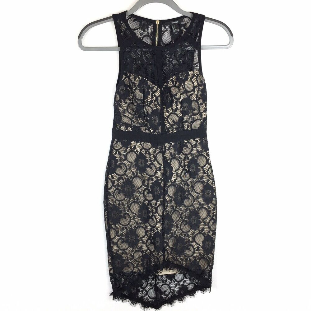 Forever 21 Full Lace Overlay Halter Neck Dress